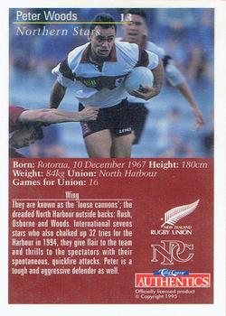 1995 Card Crazy Authentics Rugby Union NPC Superstars #13 Peter Woods Back
